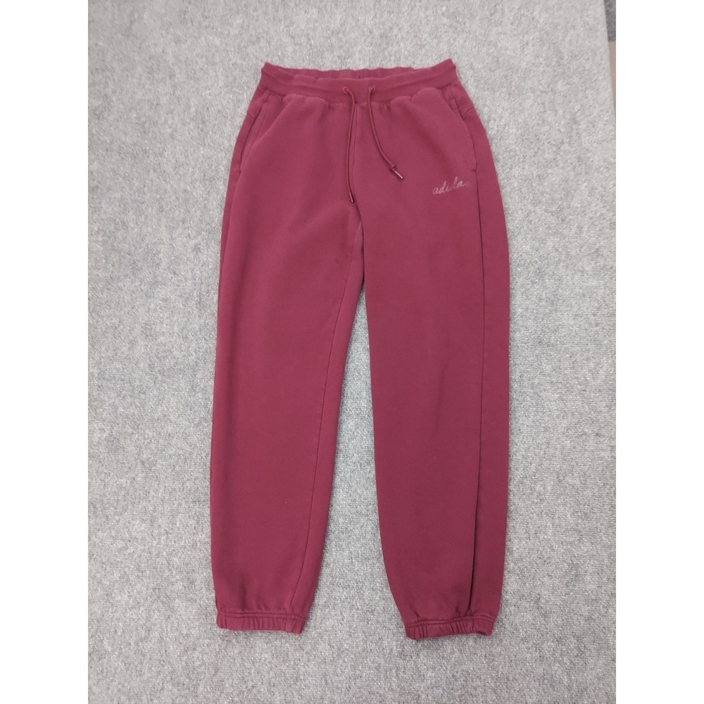 Adidas Track Pants Fleece Joggers Womens Medium 12-14 Pink Burgundy Pockets